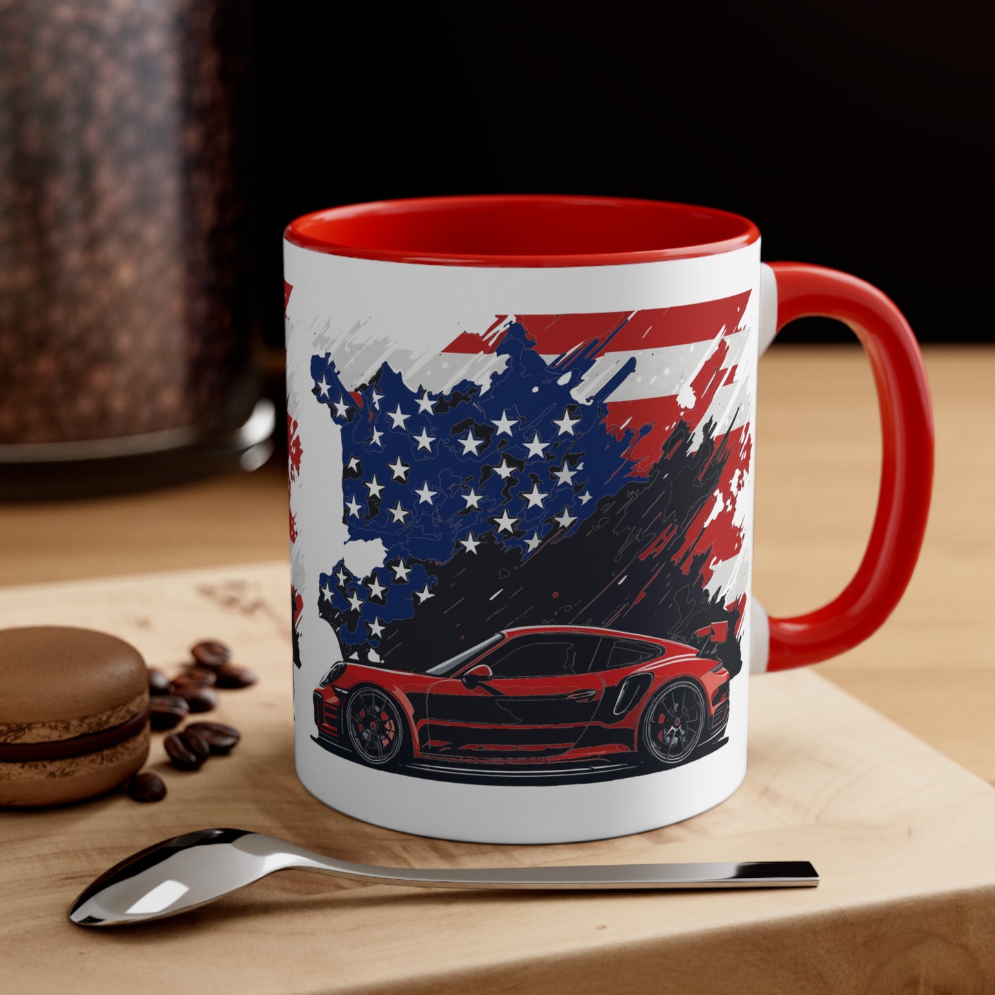 US FLAG Accent Coffee Mug, 11oz